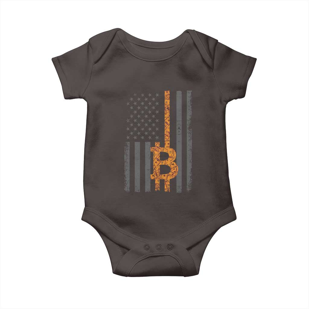 BTC Bitcoin American Flag Baby Onesie Crypto Buy the Dip