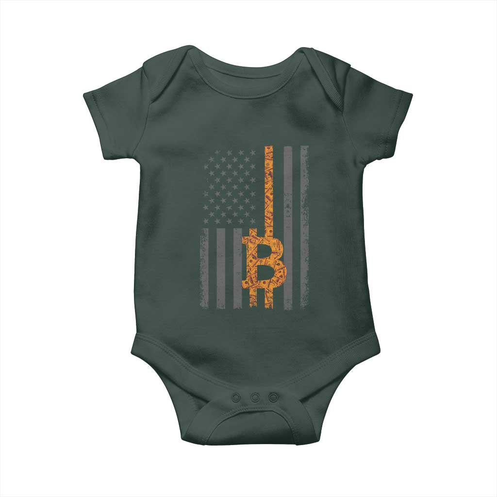 BTC Bitcoin American Flag Baby Onesie Crypto Buy the Dip