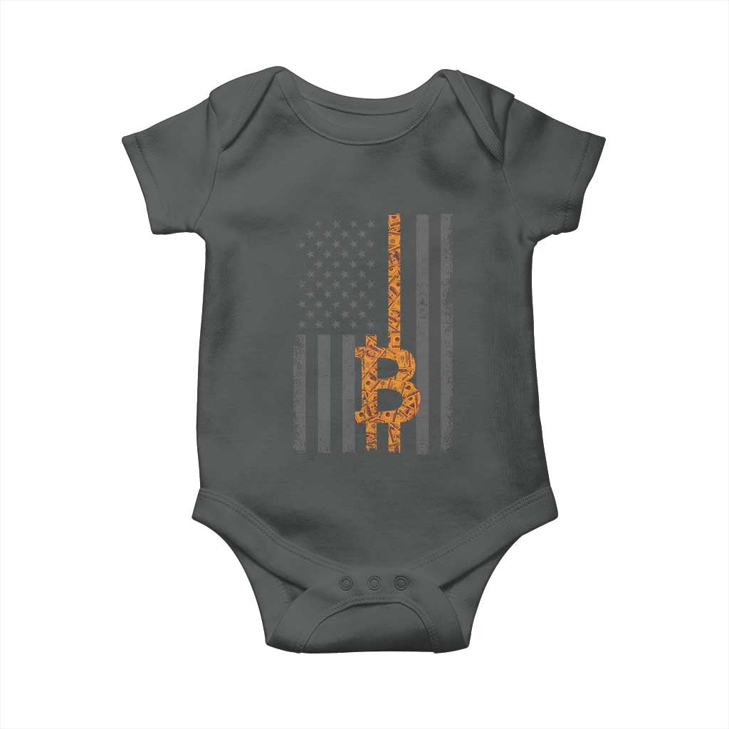 BTC Bitcoin American Flag Baby Onesie Crypto Buy the Dip