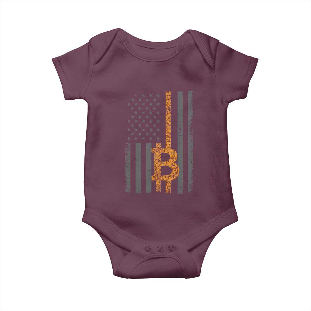 BTC Bitcoin American Flag Baby Onesie Crypto Buy the Dip