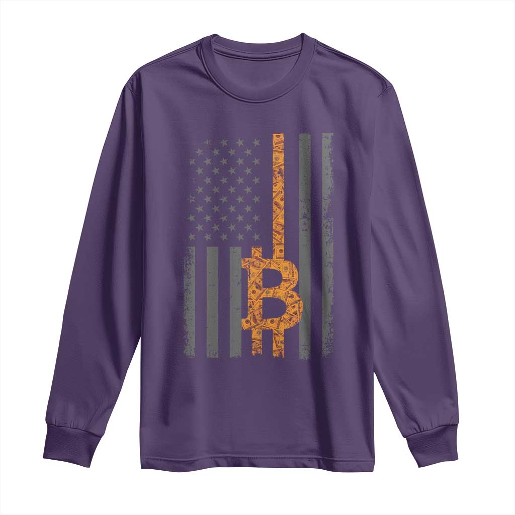 BTC Bitcoin American Flag Long Sleeve Shirt Crypto Buy the Dip