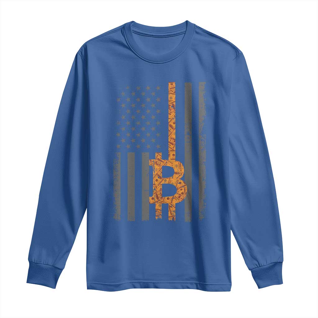 BTC Bitcoin American Flag Long Sleeve Shirt Crypto Buy the Dip