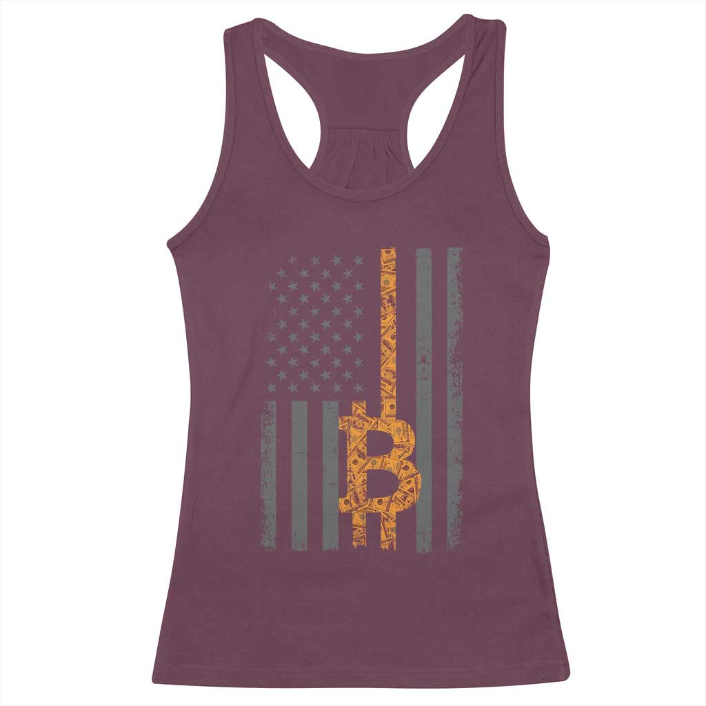 BTC Bitcoin American Flag Racerback Tank Top Crypto Buy the Dip