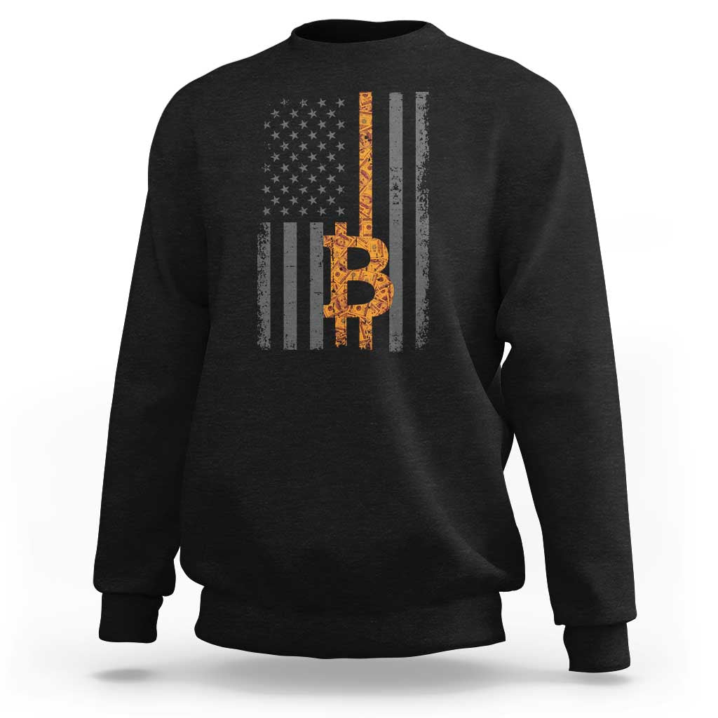 BTC Bitcoin American Flag Sweatshirt Crypto Buy the Dip