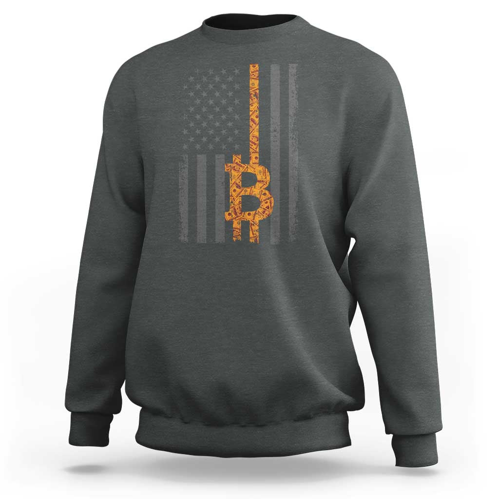 BTC Bitcoin American Flag Sweatshirt Crypto Buy the Dip