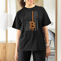 BTC Bitcoin American Flag T Shirt For Women Crypto Buy the Dip