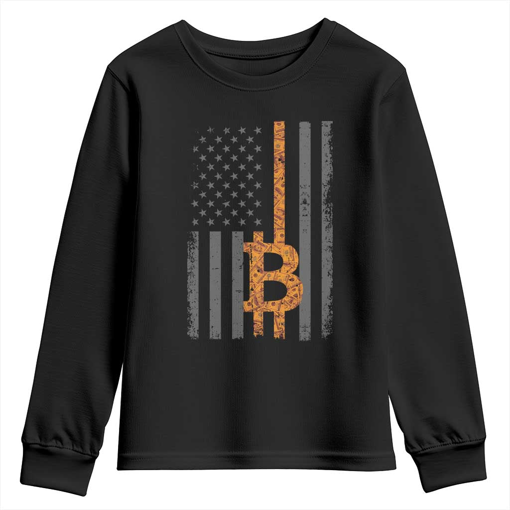 BTC Bitcoin American Flag Youth Sweatshirt Crypto Buy the Dip