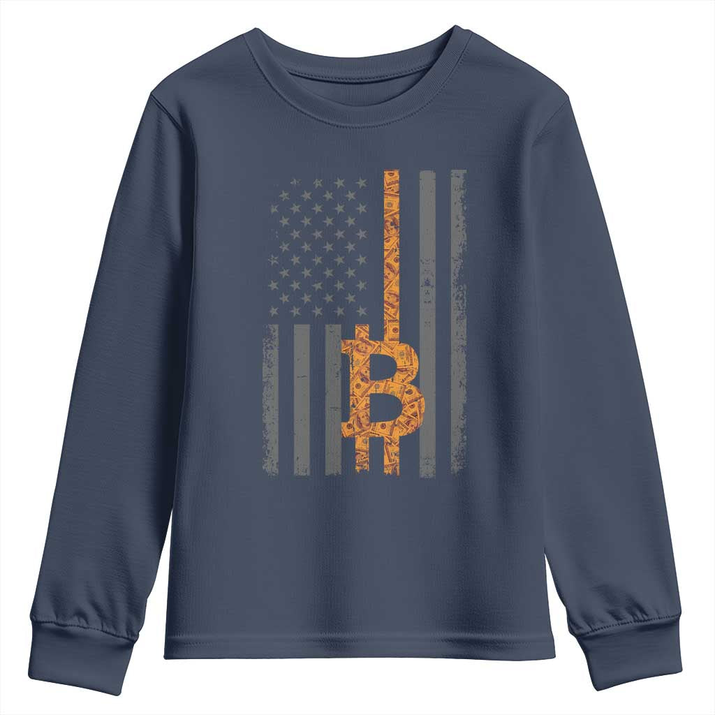 BTC Bitcoin American Flag Youth Sweatshirt Crypto Buy the Dip