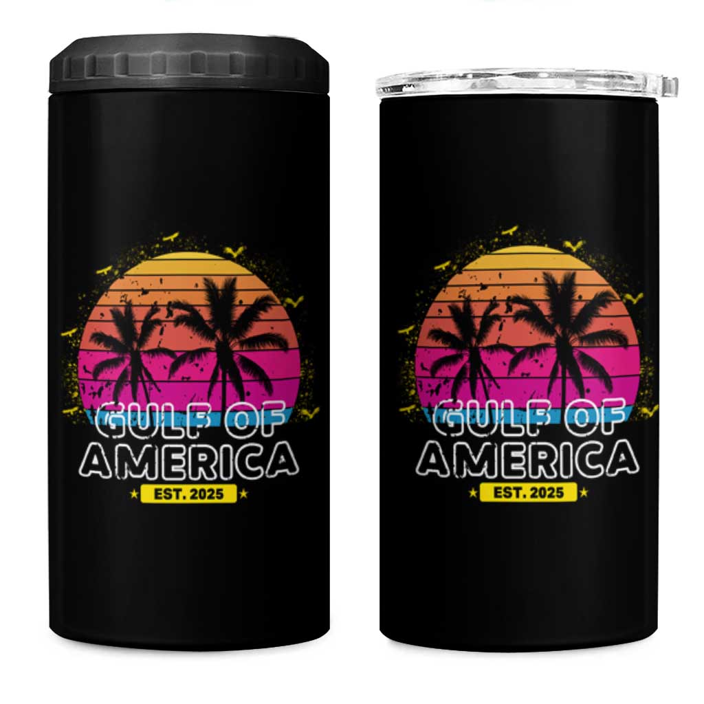 Welcome To America's Gulf 4 in 1 Can Cooler Tumbler Est 2025 Retro Vintage Summer Vibes