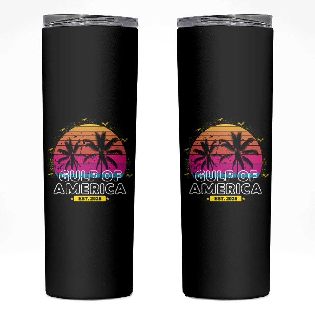 Welcome To America's Gulf Skinny Tumbler Est 2025 Retro Vintage Summer Vibes