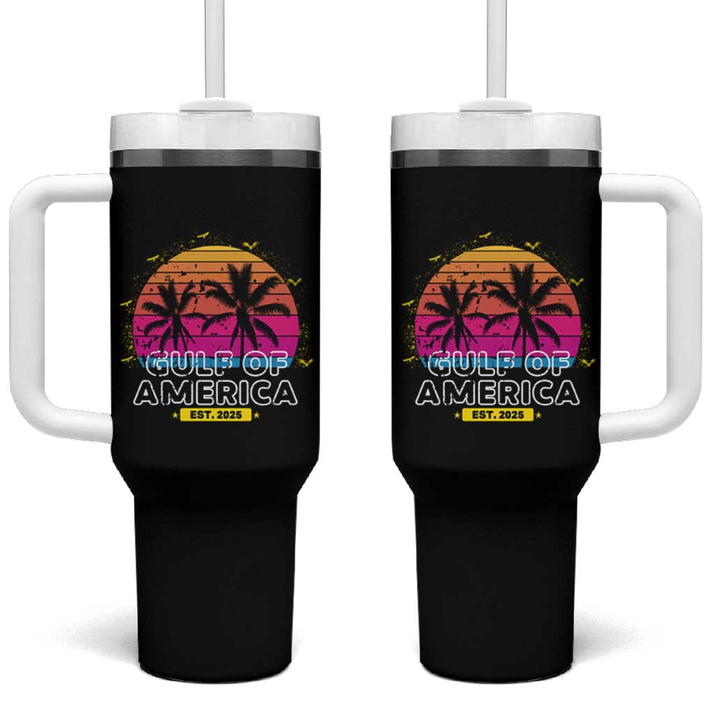 Welcome To America's Gulf Tumbler With Handle Est 2025 Retro Vintage Summer Vibes
