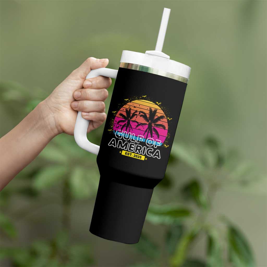 Welcome To America's Gulf Tumbler With Handle Est 2025 Retro Vintage Summer Vibes