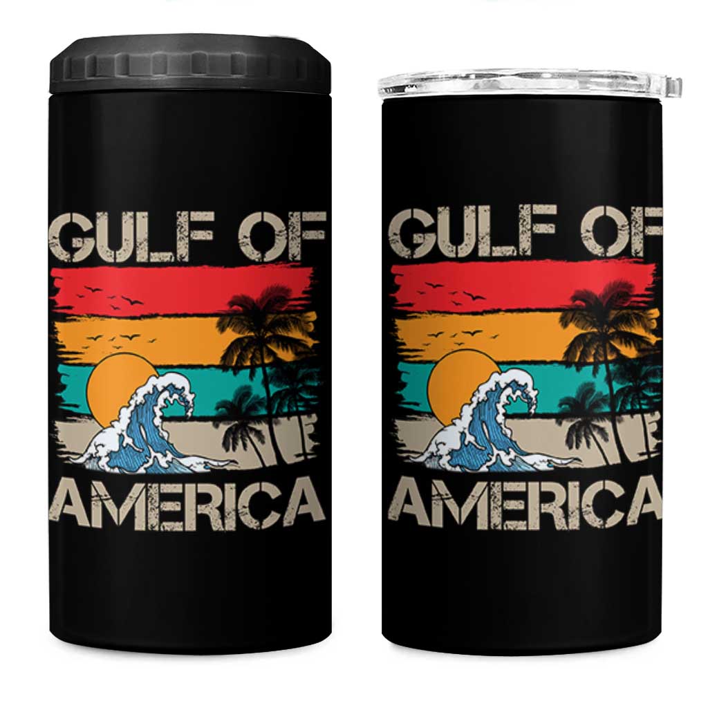 Gulf Of America 4 in 1 Can Cooler Tumbler Funny Beach Summer Vacation Retro Vintage