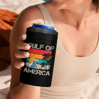 Gulf Of America 4 in 1 Can Cooler Tumbler Funny Beach Summer Vacation Retro Vintage