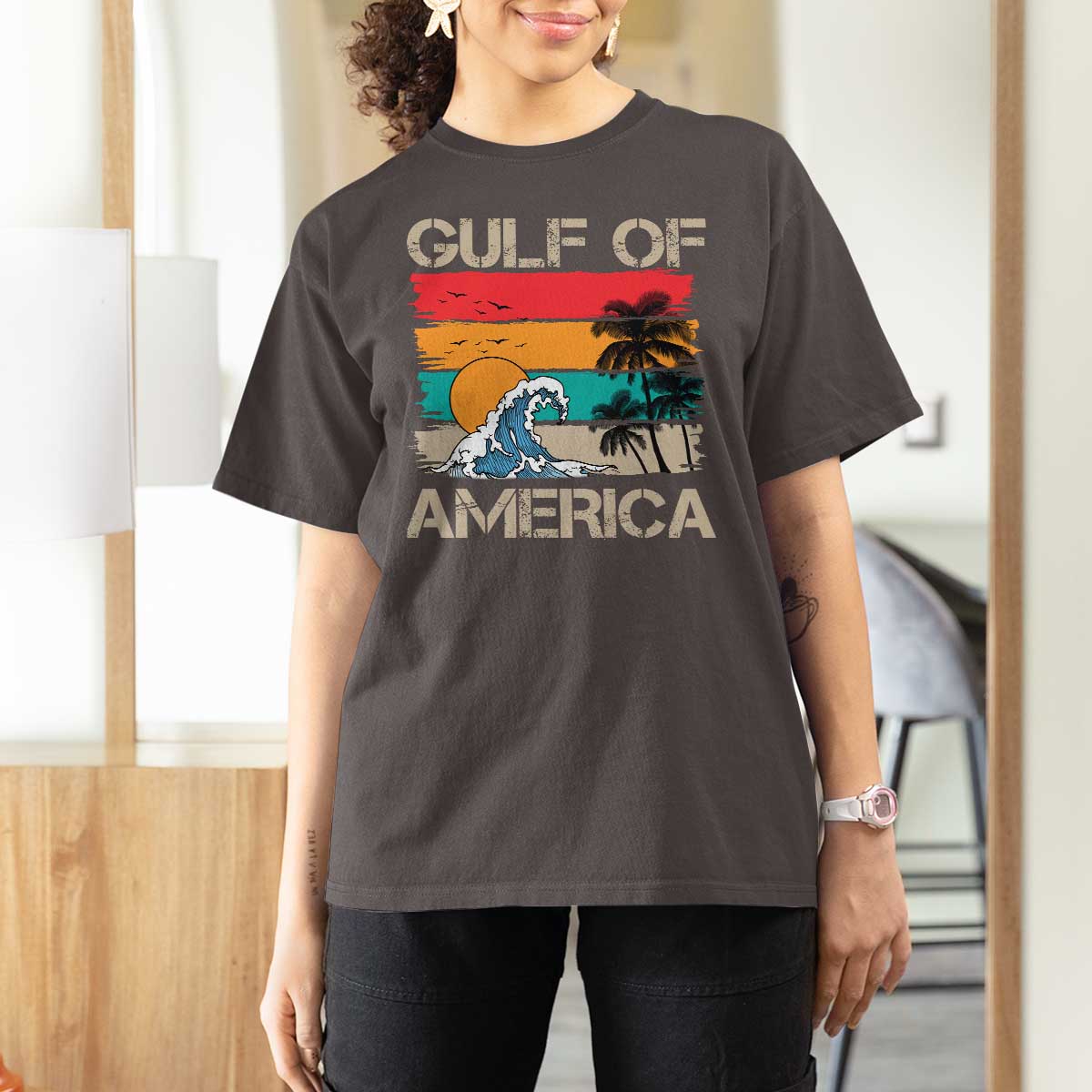 Gulf Of America T Shirt For Women Funny Beach Summer Vacation Retro Vintage