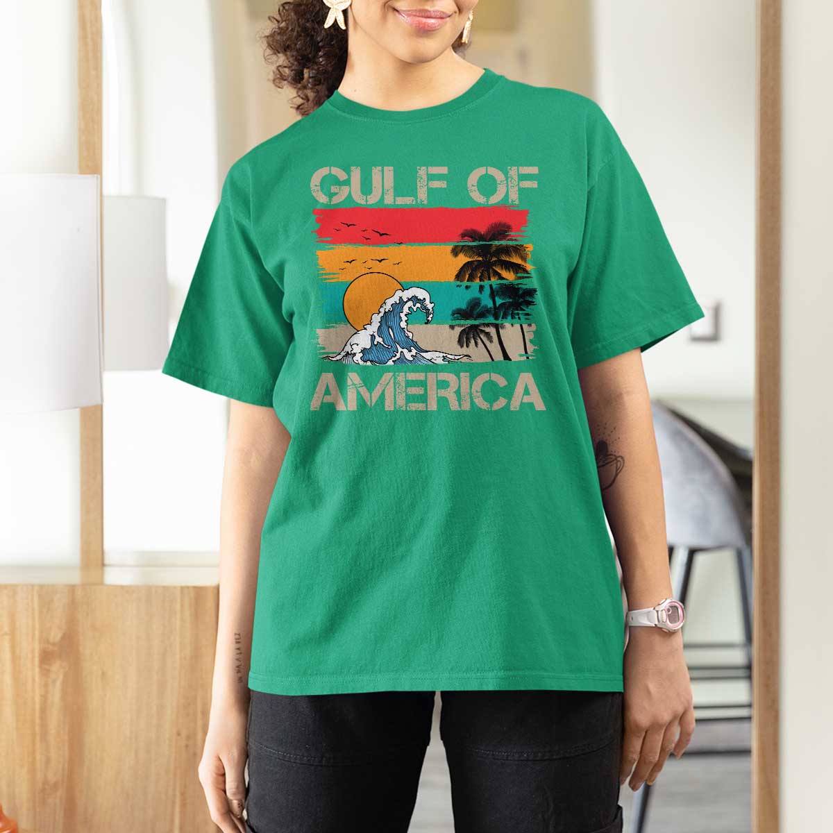 Gulf Of America T Shirt For Women Funny Beach Summer Vacation Retro Vintage