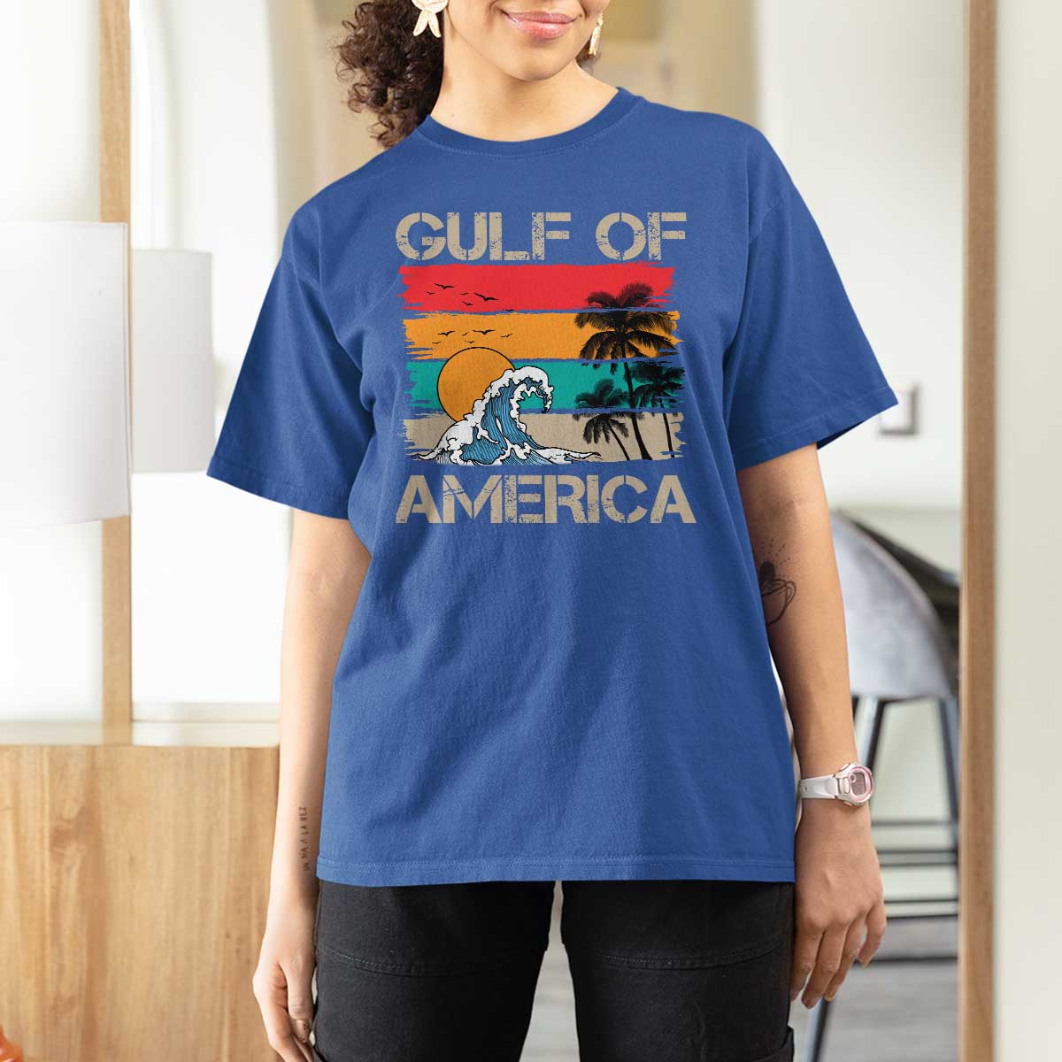 Gulf Of America T Shirt For Women Funny Beach Summer Vacation Retro Vintage