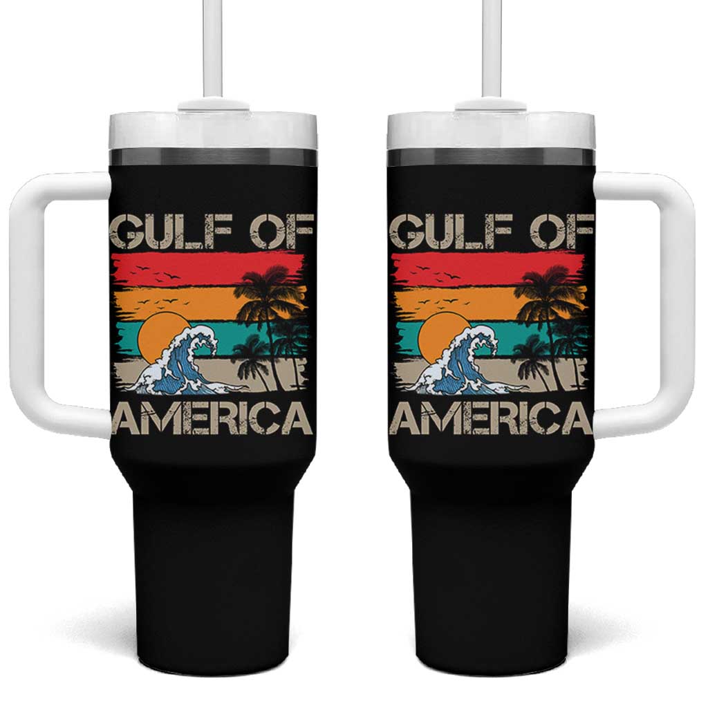 Gulf Of America Tumbler With Handle Funny Beach Summer Vacation Retro Vintage