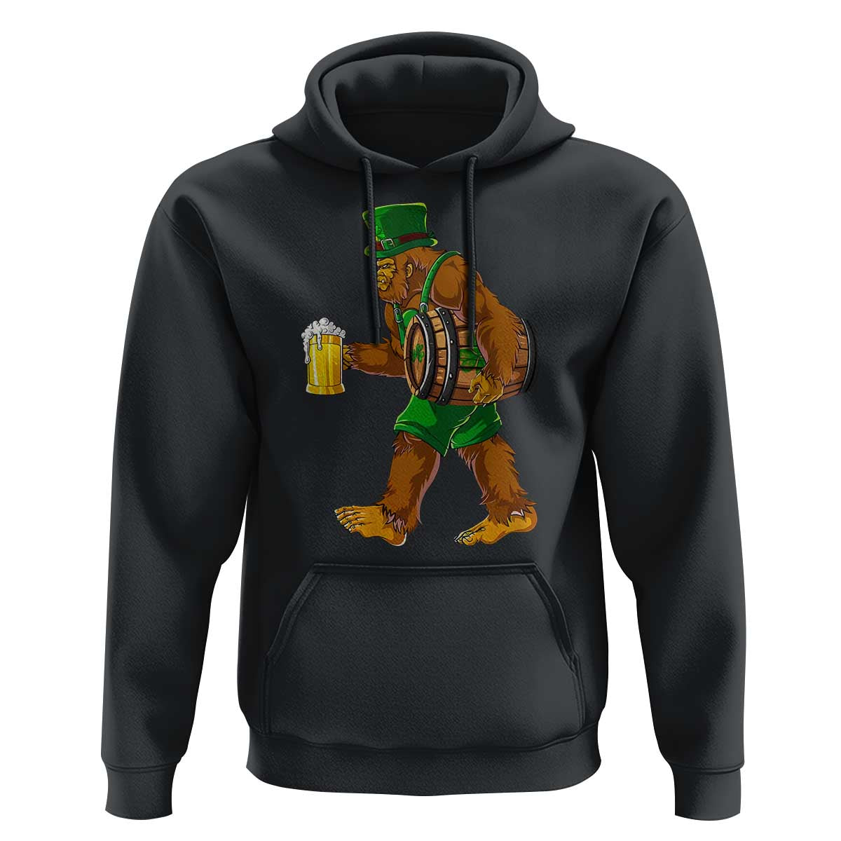 St Patricks Day Bigfoot Hoodie Sasquatch Beer Funny Party Shamrock