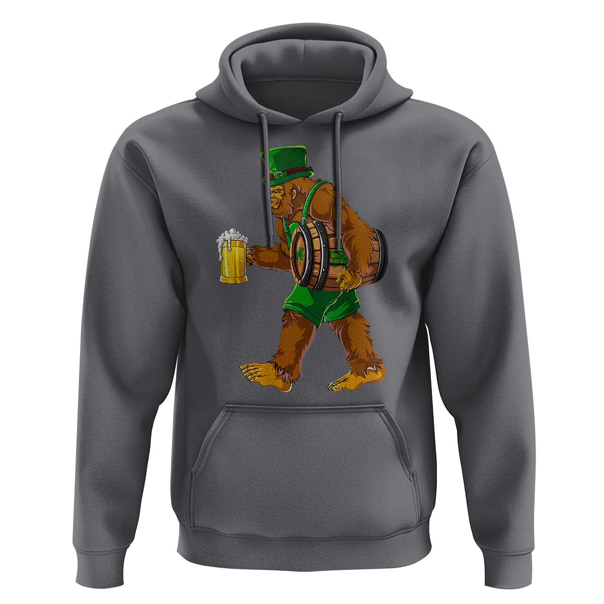 St Patricks Day Bigfoot Hoodie Sasquatch Beer Funny Party Shamrock