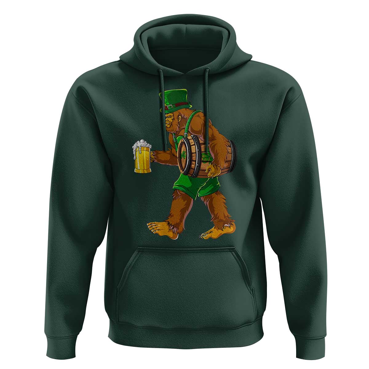 St Patricks Day Bigfoot Hoodie Sasquatch Beer Funny Party Shamrock