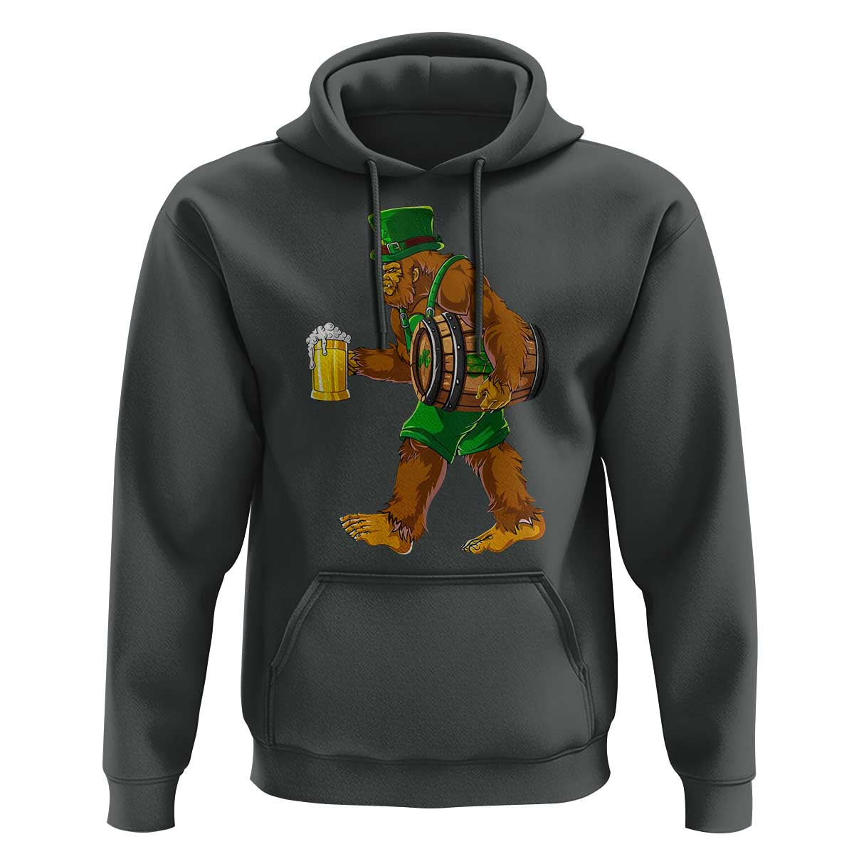 St Patricks Day Bigfoot Hoodie Sasquatch Beer Funny Party Shamrock