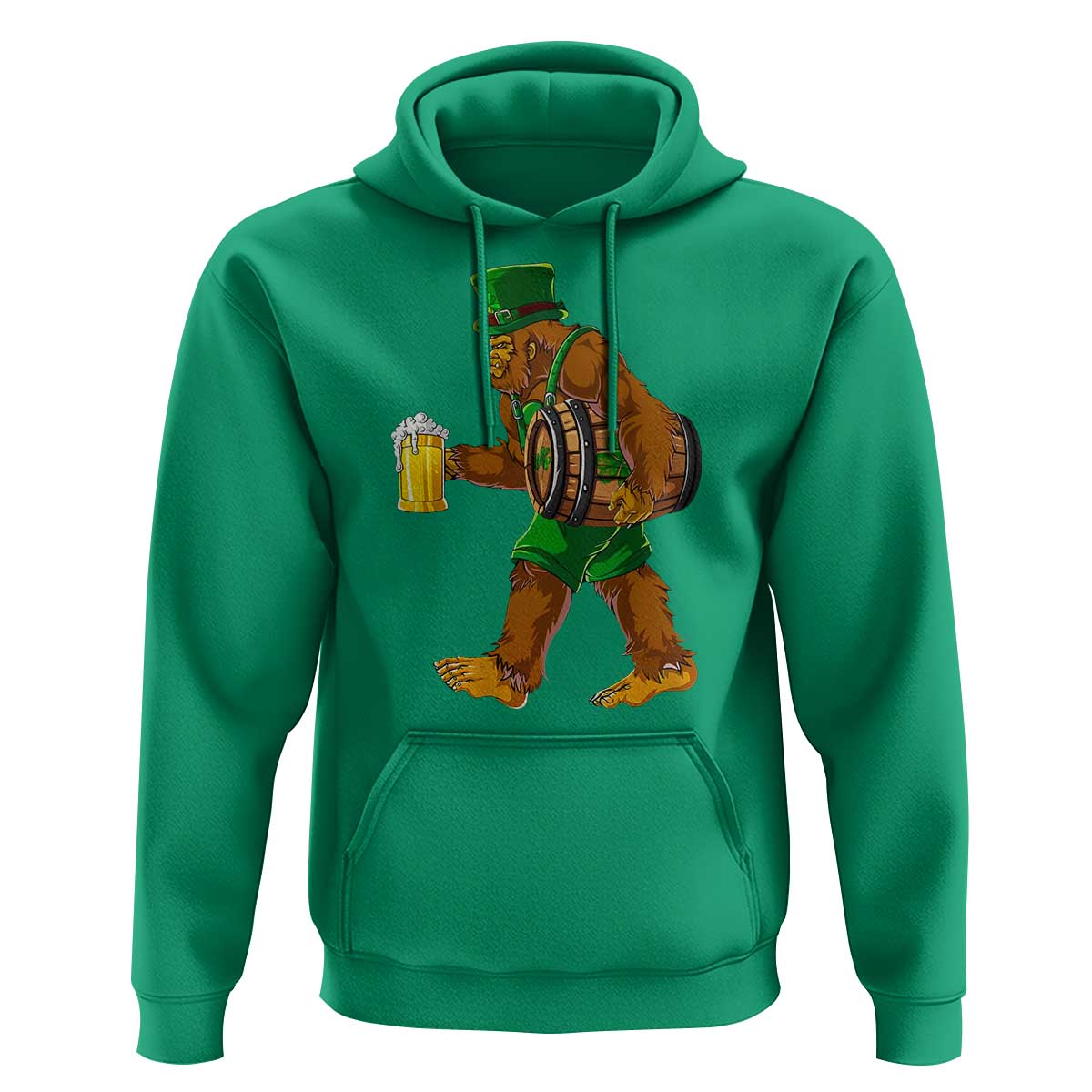 St Patricks Day Bigfoot Hoodie Sasquatch Beer Funny Party Shamrock