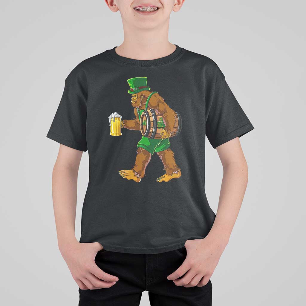 St Patricks Day Bigfoot T Shirt For Kid Sasquatch Beer Funny Party Shamrock