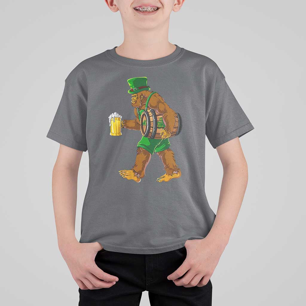 St Patricks Day Bigfoot T Shirt For Kid Sasquatch Beer Funny Party Shamrock