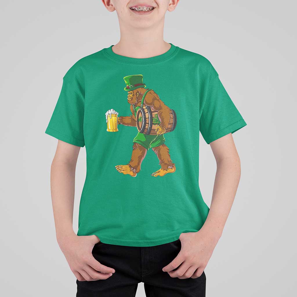 St Patricks Day Bigfoot T Shirt For Kid Sasquatch Beer Funny Party Shamrock