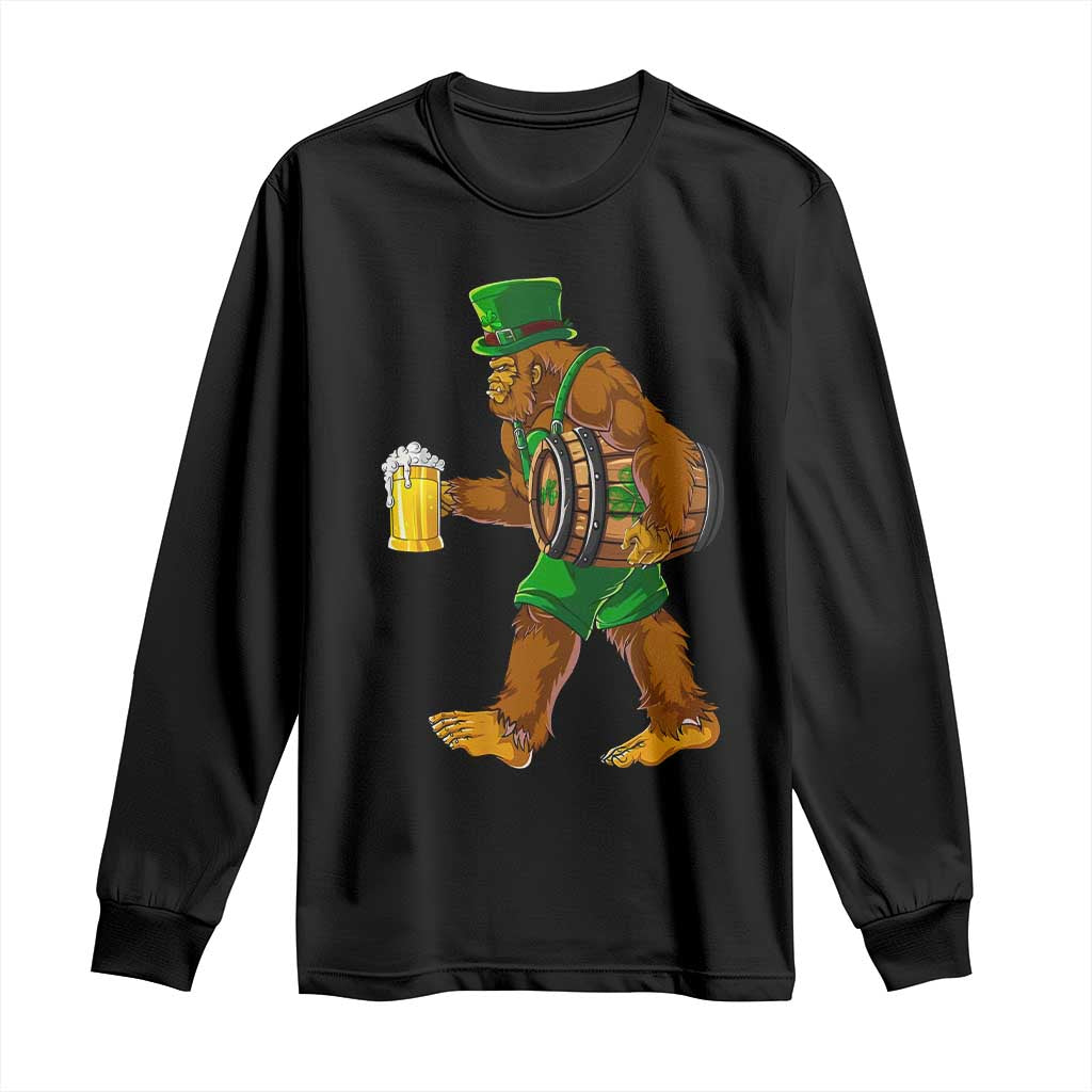 St Patricks Day Bigfoot Long Sleeve Shirt Sasquatch Beer Funny Party Shamrock