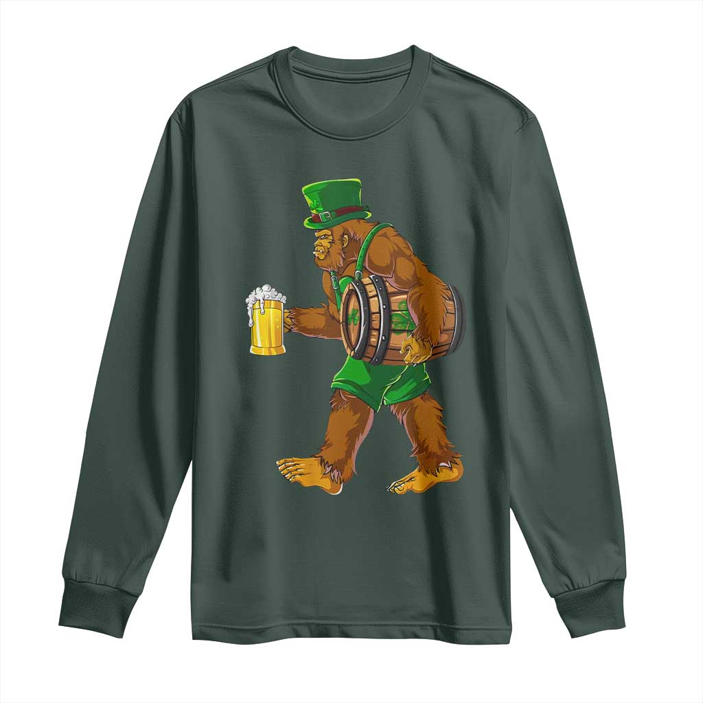 St Patricks Day Bigfoot Long Sleeve Shirt Sasquatch Beer Funny Party Shamrock