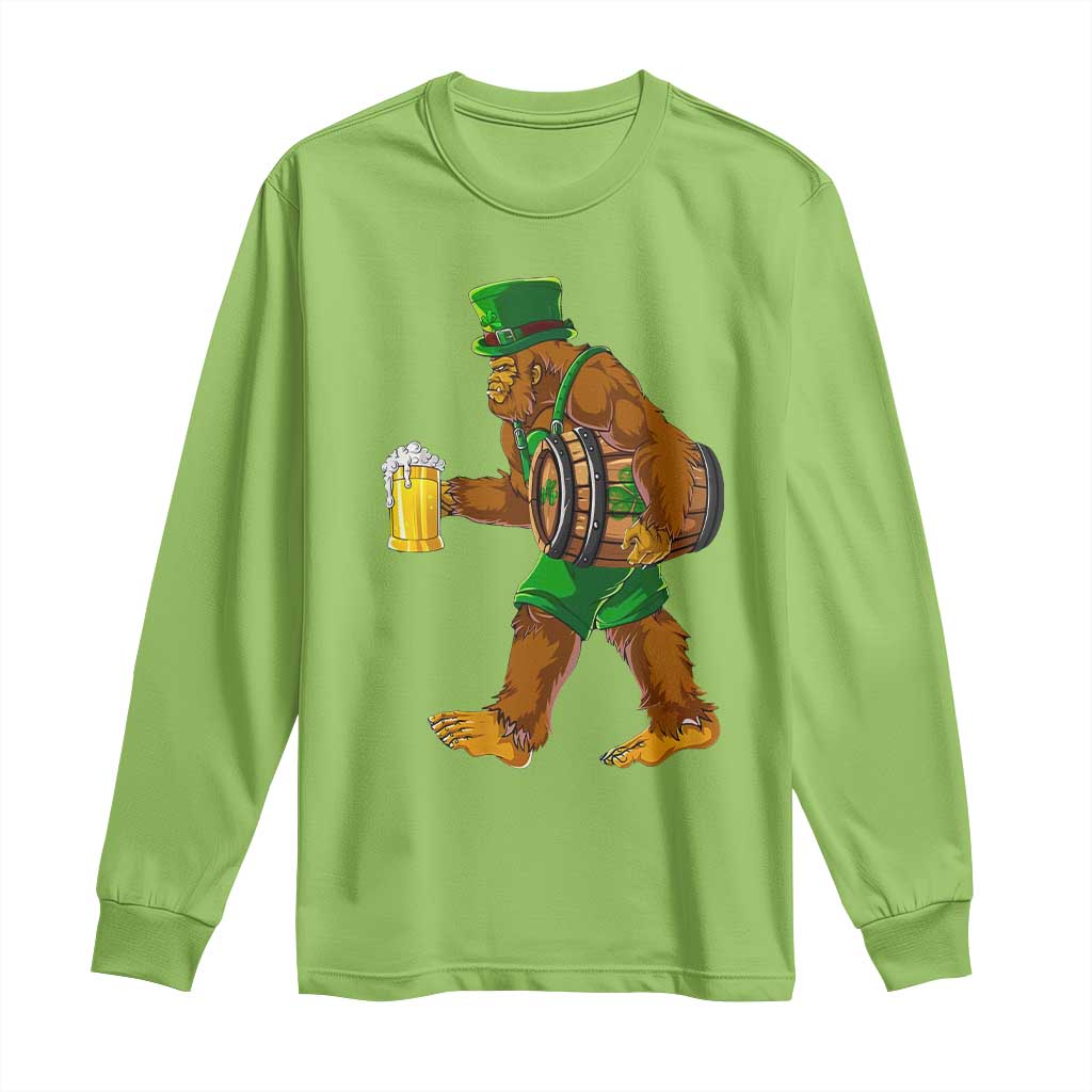 St Patricks Day Bigfoot Long Sleeve Shirt Sasquatch Beer Funny Party Shamrock