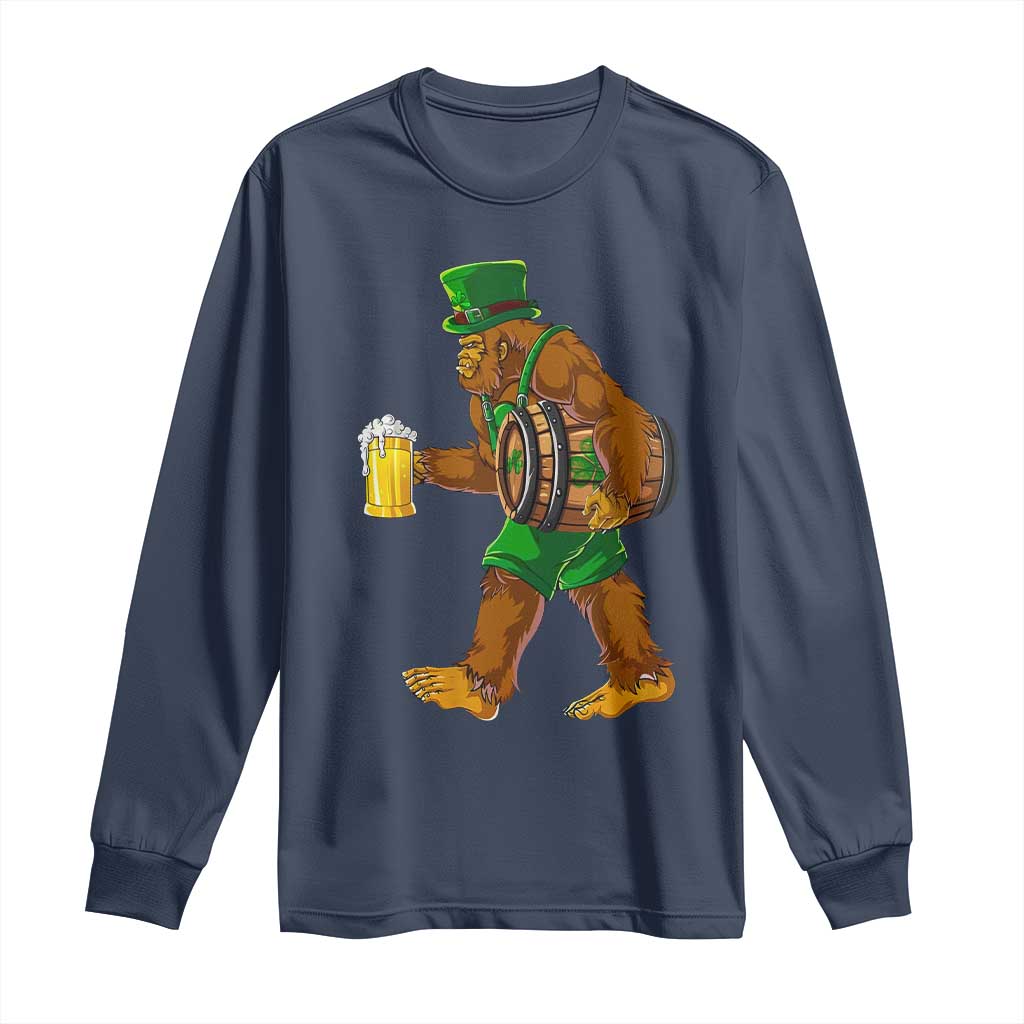 St Patricks Day Bigfoot Long Sleeve Shirt Sasquatch Beer Funny Party Shamrock