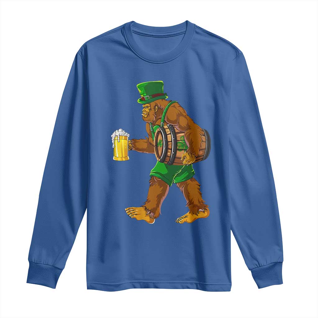 St Patricks Day Bigfoot Long Sleeve Shirt Sasquatch Beer Funny Party Shamrock