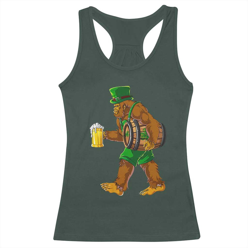 St Patricks Day Bigfoot Racerback Tank Top Sasquatch Beer Funny Party Shamrock