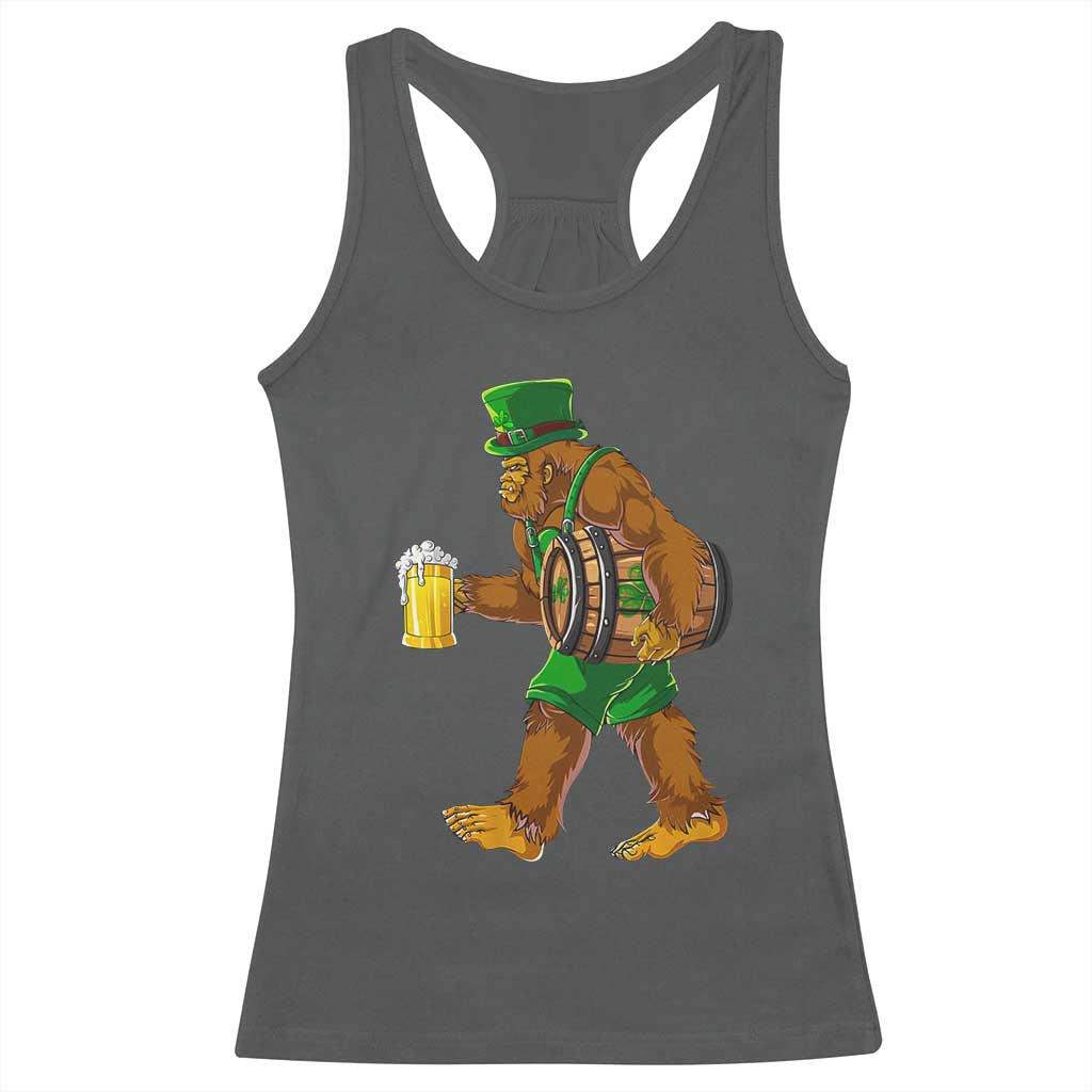 St Patricks Day Bigfoot Racerback Tank Top Sasquatch Beer Funny Party Shamrock