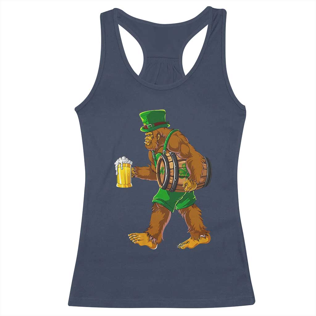 St Patricks Day Bigfoot Racerback Tank Top Sasquatch Beer Funny Party Shamrock