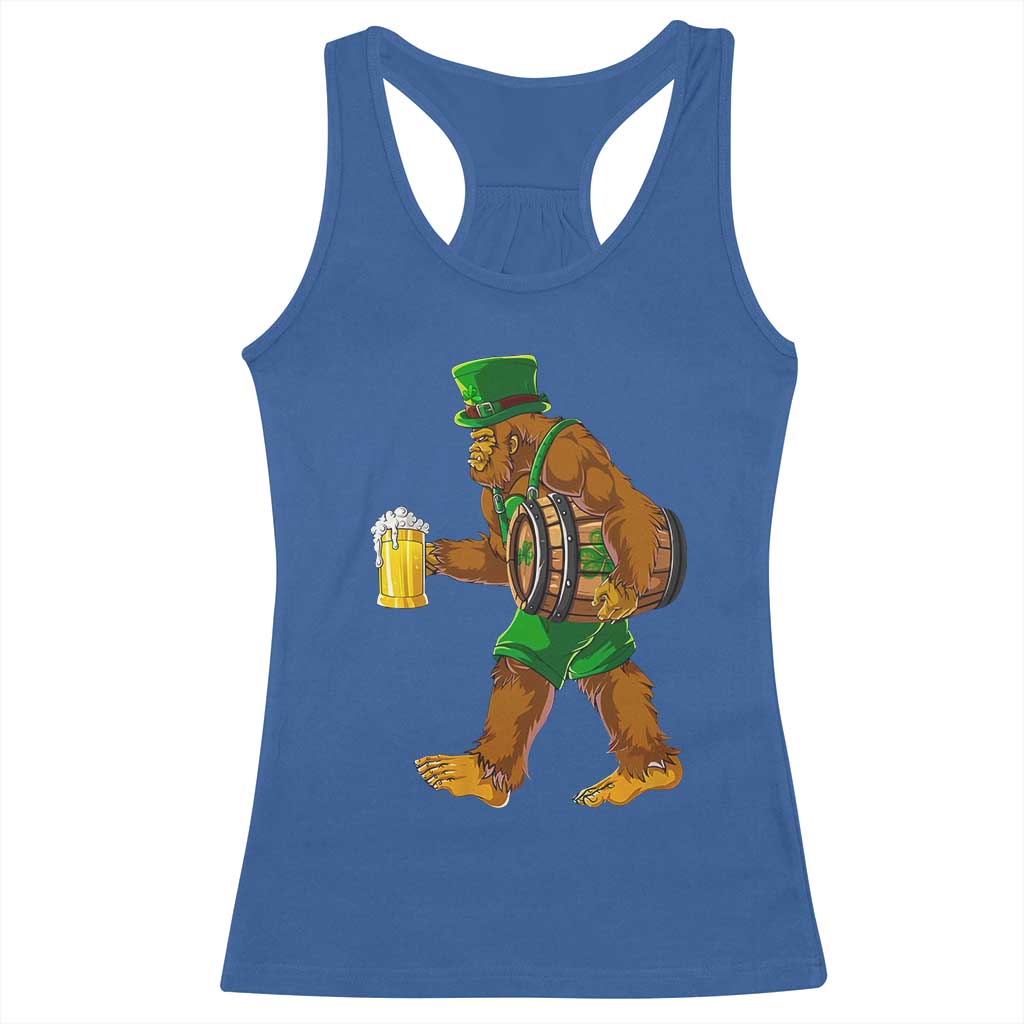 St Patricks Day Bigfoot Racerback Tank Top Sasquatch Beer Funny Party Shamrock
