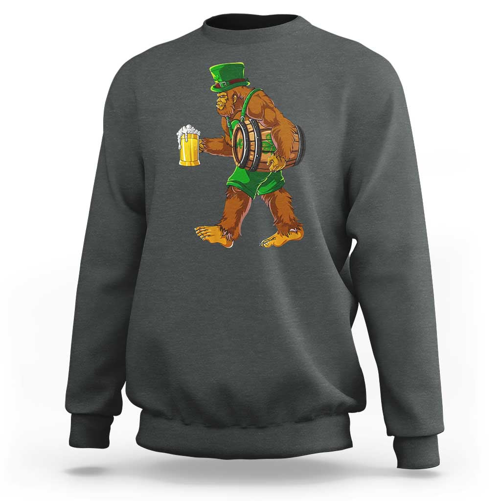 St Patricks Day Bigfoot Sweatshirt Sasquatch Beer Funny Party Shamrock