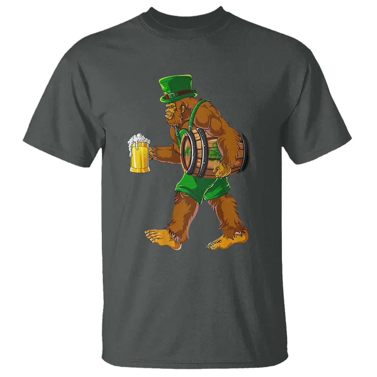 St Patricks Day Bigfoot T Shirt Sasquatch Beer Funny Party Shamrock