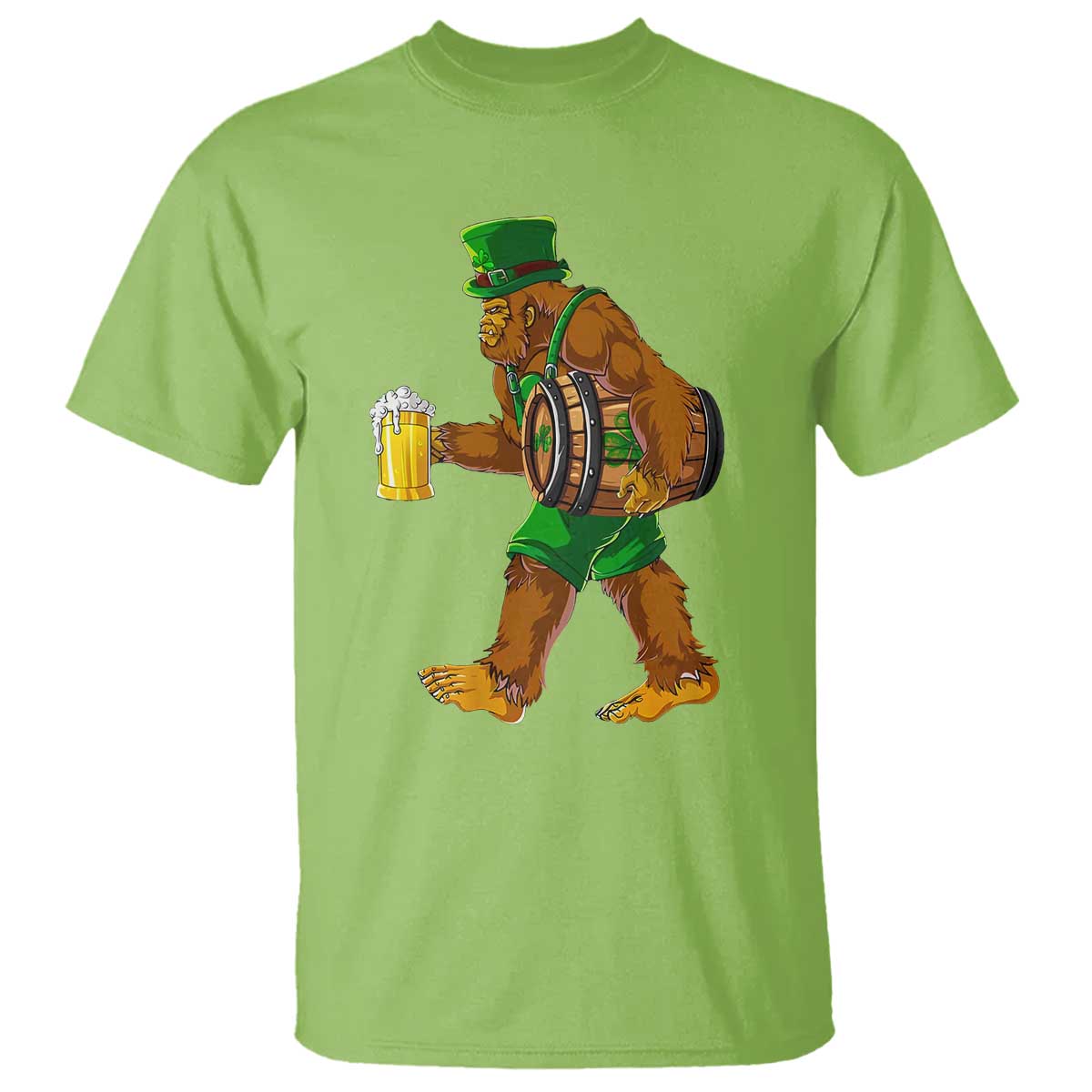 St Patricks Day Bigfoot T Shirt Sasquatch Beer Funny Party Shamrock