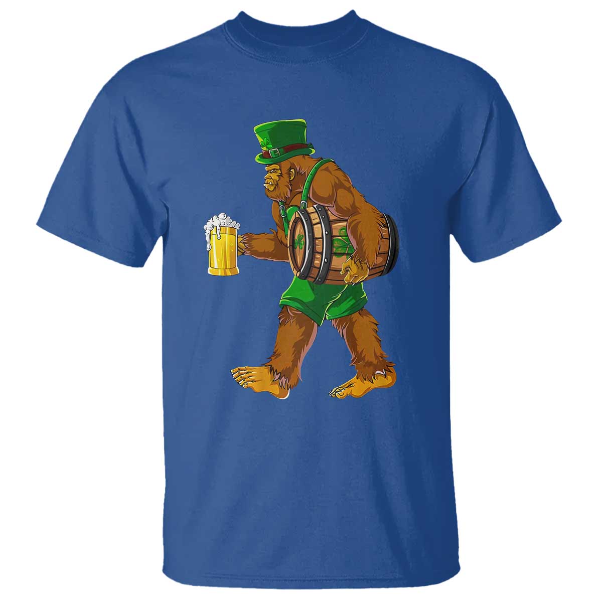 St Patricks Day Bigfoot T Shirt Sasquatch Beer Funny Party Shamrock