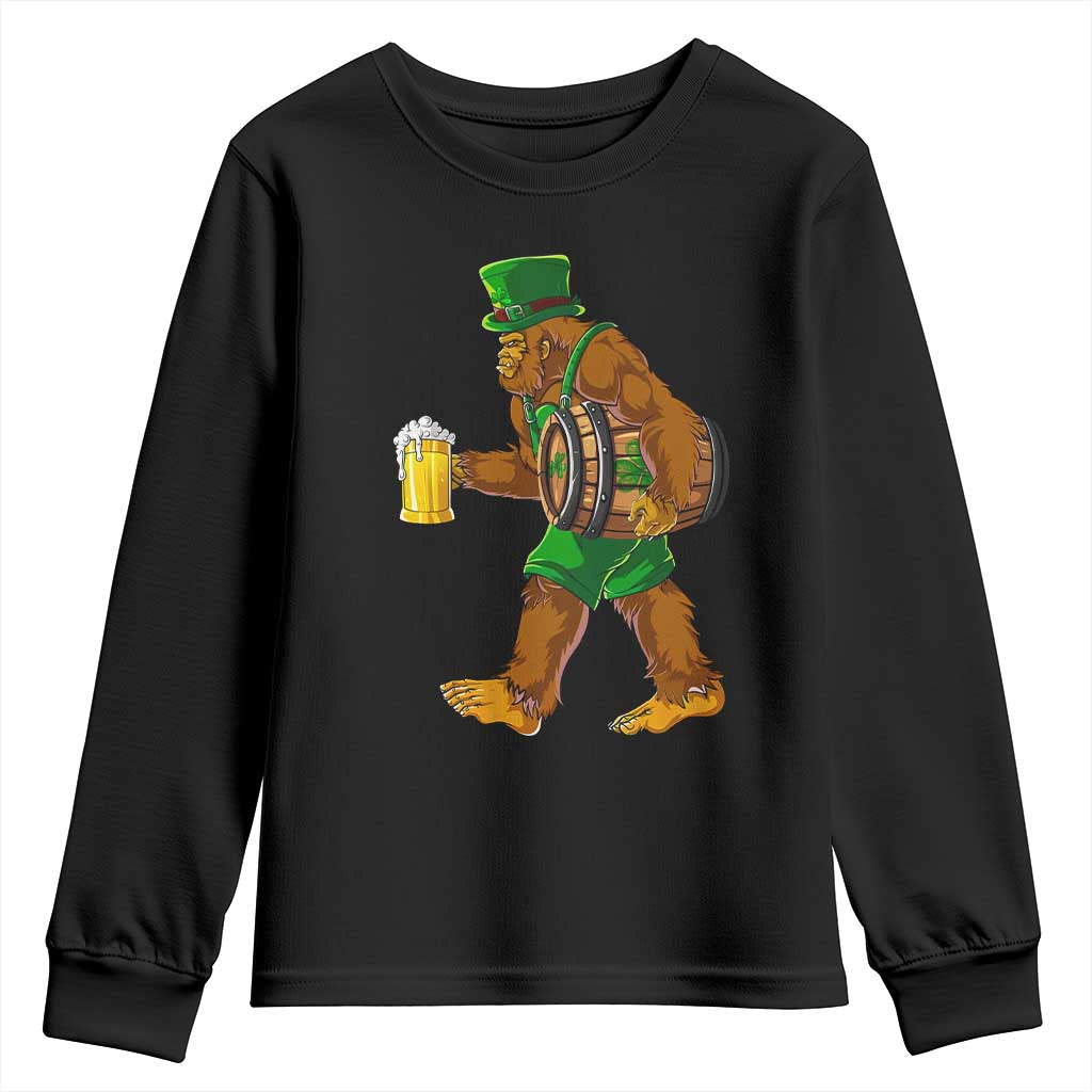 St Patricks Day Bigfoot Youth Sweatshirt Sasquatch Beer Funny Party Shamrock