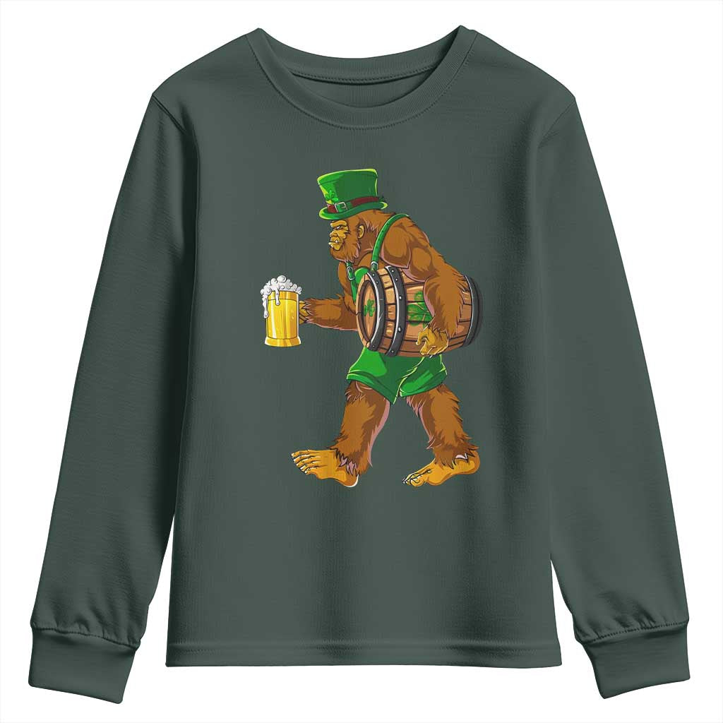 St Patricks Day Bigfoot Youth Sweatshirt Sasquatch Beer Funny Party Shamrock
