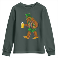 St Patricks Day Bigfoot Youth Sweatshirt Sasquatch Beer Funny Party Shamrock
