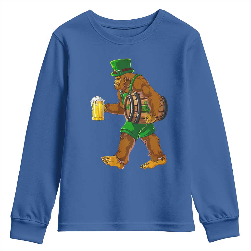St Patricks Day Bigfoot Youth Sweatshirt Sasquatch Beer Funny Party Shamrock