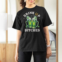 Drink Up Bitches Funny St Patricks Day T Shirt For Women Irish Beer Lovers