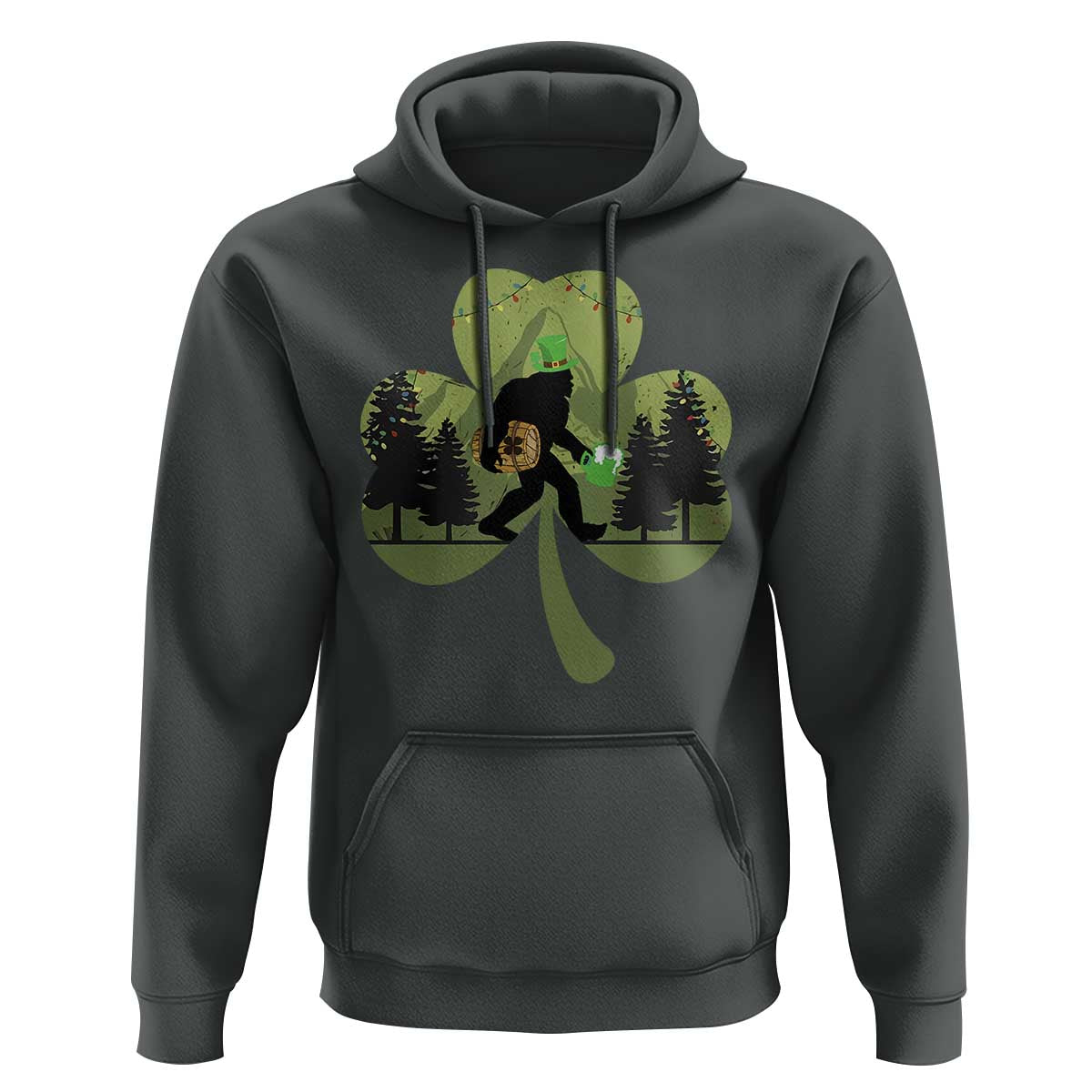 St Patricks Day Bigfoot Hoodie Sasquatch Irish Beer Lovers Shamrock Clover Leaf