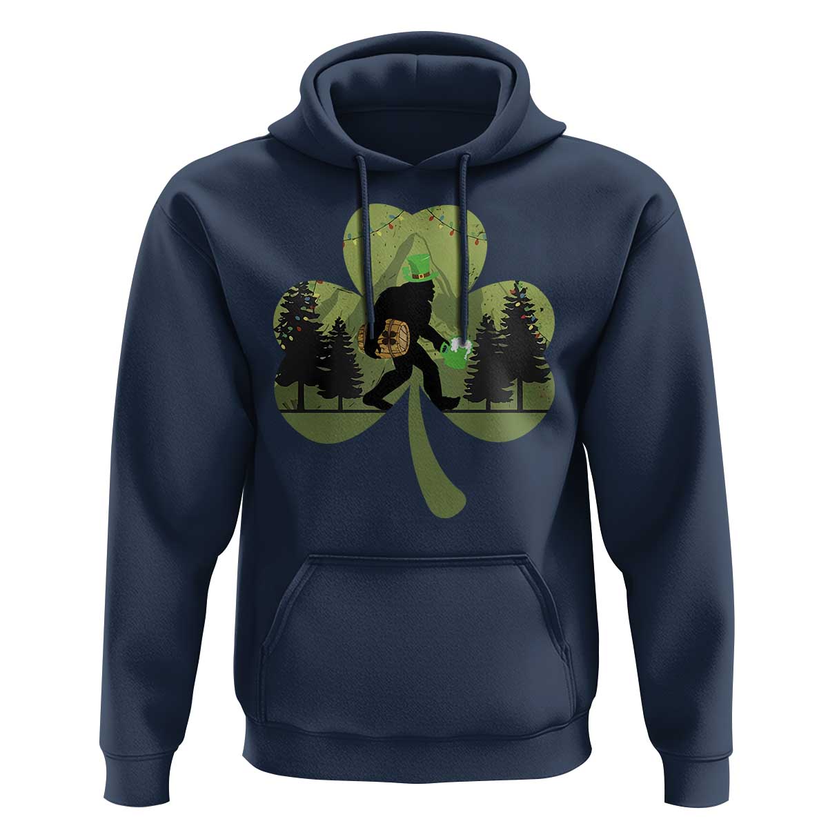 St Patricks Day Bigfoot Hoodie Sasquatch Irish Beer Lovers Shamrock Clover Leaf